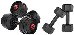 Kore DM-10KG-COMBO16 Home gym & Fitness Kit, 2.5 kg x 4 (PVC, Adjustable, Black) & Kore PVC DM-2kg-Combo 161 Dumbbells Set and Fitness Kit for Men and Women Whole Body Workout (Fixed, Black)