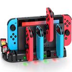 KDD Switch Controller Charging Dock Station Compatible with Nintendo Switch & OLED Model Joycons, Switch Controller Charger Dock Station with Upgraded 8 Game Storage for Nintendo Switch Joycon & Games