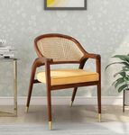 THE MUEBLES STORE Solid Sheesham Wood & Cane Chair Wooden Rattan Arm Chair | Dining Chair for Living Room, Bedroom, Indoor, Outdoor & Home (Walnut Finish1)