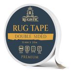 Rugistic Double Sided Carpet Tape Heavy Duty - 25mm x 20m Extra Strong Rug Tape for Wood Floors, Laminate, Vinyl & Tile - Non Slip Rug Gripper for Hardwood Floors - Removable & Residue-Free