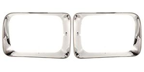 OE Replacement New Chrome Headlight Bezels Trim Set Direct Replacement for 1992-1993 Dodge D150 D250 D350 Truck W150 W250 W350 Ramcharger (Partslink Number CH2512118, CH2513118)