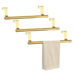 RUITENG 3 PCS Over Door Towel Rack, 9 Inch Stainless Steel Cabinet Towel Hanger Towel Bar Holders, Kitchen Towel Holder with Anti-Slip Pads, No Drilling (Gold)