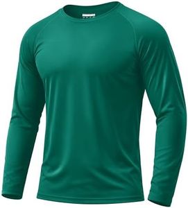 Boladeci Sun Shirts for Men UPF 50+ UV Protection Long Sleeve Clothing SPF Plain Beach Athletic Swimming Tee Top T-Shirts Rash Guard Emerald Green 2XL