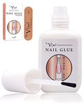 15ml By Vixi EXTRA STRONG NAIL GLUE with BRUSH and FREE PREP FILE Clear Instant Dry Adhesive, Professional Salon Quality