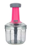 Eagle Food Chopper Steel Large Manual Hand-Press Vegetable Chopper Mixer Cutter to Cut Onion, Salad, Tomato, Potato (Pack of 1) (900 ml, Pink)