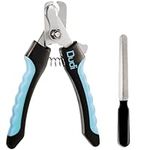 Dudi Pet Dog Nails Clippers and Nail File - Cat or Puppy Claw Clipper with Safety Guard - Razor Sharp Grooming Blades for All Breed Sizes - Small - Blue