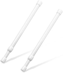 Spring Tension Rod, Goowin Small Tension Rod, 5/8" Diameter No Drilling Expandable Short Tension Rods Spring Rods, Tension Rods for Closet, Cupboard, Hanging Clothes, White, 2 Pack (12-20 inch)
