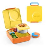 OmieBox Bento Box for Kids - Insulated Bento Lunch Box with Leak Proof Thermos Food Jar - 3 Compartments, Two Temperature Zones - (Sunshine) (Single)