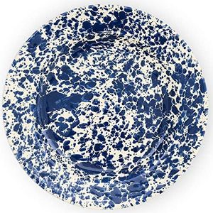 Crow Canyon Enamelware - Dinner Plate - Navy Blue/Cream Marble