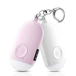 Safesound Personal Alarm, Wastou 130dB Self Defense Safe Personal Security Alarm Keychain - Rechargeable Emergency Safety Alarm for Women Girls Kids and Seniors (2, Pink&White)