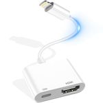 Lightning to HDMI Adapter [MFi Certified] HDMI Adapter for iPhone & iPad 1080P Digital AV Converter with Charging Port for Connecting iPhone/iPad/iPod to HDTV/Projector/Monitor (Plug and Play)