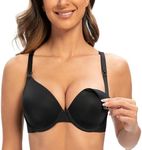 MELENECA Women's Breastfeeding Padded Plus Size Convertible Underwire Nursing Bra Black 34DD