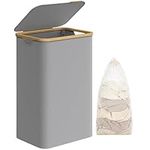 SONGMICS Laundry Hamper with Lid, Large Laundry Basket, 23.8 Gallons (90L), Removable Mesh Liner, Bamboo Handles, Collapsible, 16.5 x 12.6 x 27.8 Inches, Dove Gray ULCB509G01