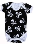 Baby Moo's ALTERNATIVE Baby Grow for Boys or Girls | Skull & Crossbones Baby Vest/Cool Pirate Bodysuit - Ideal Baby Shower, Alternative, Goth or New Baby Gift UK (0-3 months)