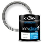 Crown Paint EASYCLEAN Pure Brilliant White Bathroom Paint Mid Sheen Emulsion - Washable, Mould and Condensation Resistant - Use on Walls, Wood and Metal - Wipeable and Durable - 1L