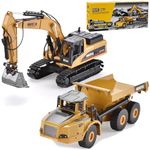 Gemini&Genius Excavator and Articulated Dump Truck 1:50 Scale 2 in 1 Mechanical Digger Engineering Vehicle Heavy Construction Machinery Toys for Kid and Decoration for Boys Room