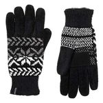 Isotoner Chenille Snowflake Glove Ultraplush One Size Style A30362, Black, One Size