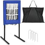 Shopsource Heavy Duty 9 Hole Baseball Pitching Net, Softball Pitching Target with Strike Zone, Portable Adjustable Height Pitcher Training Equipment for Baseball Softball Practice with Carry Bag Blue
