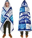 Wearable Blanket Hoodie for Brother, Birthday Blankets Gifts from Brother Sister, Soft Cozy Blue Throw Brother Blankets for Christmas Thanksgiving Day