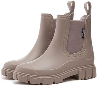AONEGOLD Bottes De Pluie Femme Caoutchouc Imperméables Antidérapant Légères Wellies Rain Boots Semi-Hautes de Jardinage Chaussures(Brown,38 EU)