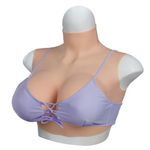 QIAOYIQIAO 4th Silicone Fake Boobs C-G Cup Realistic Breast Forms Silicone Breastplate Fake Breasts for Cosplay Crossdressers Drag Queen (Color 1, E Cup-Silicone Filler)