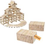 Navaris Wooden Blocks - 200 Piece Set - Building Blocks Construction Toys - Enhances Motor Skills and Hand-Eye Coordination - Ideal Garden Games and Outdoor Toys - Boost Creativity