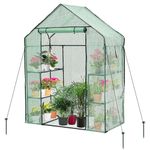 Taylor & Brown Walk In Greenhouse Compact Green House with 4 Shelves and Weatherproof PE Plastic Cover Plant House/Grow House for Garden and Outdoor Roll up Zip Panel Door Easy No Tool Assembly