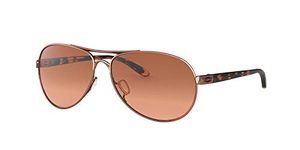 Oakley Women's OO4079 Feedback Metal Aviator Sunglasses, Rose Gold/Vr50 Brown Gradient, 59 mm