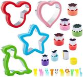 AIMEETO Sandwich Cutters Set, Mickey Mouse & Dinosaur & Heart & Star Shapes Sandwich with 8 pcs Fruit Cookie Cutters Vegetable Cutters-Food Grade Cookie Cutter Mold