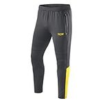 TCA Rapid Tracksuit Bottoms Men Gym Running Joggers for Men Jogging Bottoms with Zip Pockets - Charcoal/Sonic Yellow, XL