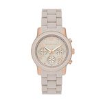 Michael Kors Runway Chronograph Rose Gold-Tone Stainless Steel and Wheat Silicone Women's Watch (Model: MK7389)