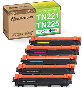 S SMARTOMNI Compatible Toner Cartridge Replacement for Brother TN221 TN225 (5-Pack KCMY) use with HL-3140cw HL-3170cdw HL-3180cdw MFC-9130cw MFC-9330cdw MFC-9340cdw Printer