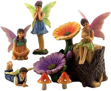 Fairy Garden Fairies Kit with Miniature Figurines & Accessories Colorful Supplies - 7 pieces by Pretmanns