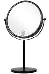 10x Magnifying Makeup Mirror, 8 Inch Tabletop Mirror Double Sided with Magnification, Swivel Make Up Mirror for Bathroom, Black ALHAKIN