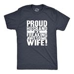 Crazy Dog T-Shirts Mens Proud Husband of a Freaking Awesome Wife Funny Valentines Day T Shirt (Navy) - XL