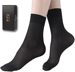 FITU Women's Sheer Nylon Ankle Tights Hosiery Socks (Black) One Size Black