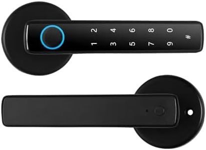 Swokely Serrure de porte intelligente avec empreinte digitale et poignée, serrure de porte biométrique sans clé 4 en 1 avec empreinte digitale, 4 façons de déverrouiller, pour épaisseurs de porte de