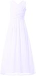 Happy Rose Flower Girl's Dress Party Dresses Juniors Long Bridesmaid Dress White 12