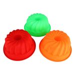 [3-Pack] Silicone Bundt Round Cake Pan Large 10-inch Baking Cake Mold Non-Stick Bakeware Assorted Colors Easy Cleaning for Kitchen, Travelling, Summer Camp and Parties – by Kitsch ‘n’ Spice