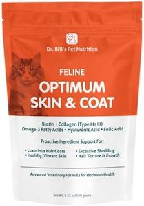 Dr. Bill’s Feline Optimum Skin & Coat – Fish Oil Omega-3 Fatty Acids for Cats Healthy Fur | Reduce Shedding and Hairballs with Biotin, Type I & III Marine Collagen, Hyaluronic Acid, & Folic Acid