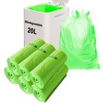 Biodegradable Bin Bags Liner 120PCS, 20l Food Waste Bags Trash Bags Small, 20 Litre Compostable Compost Caddy Liners, Recycled Degradable Rubbish Garbage Bags for Kitchen Office, Green, 50 x 60cm