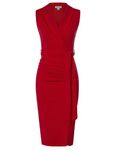 GRACE KARIN Women Summer Midi Dress V-Neck Plus Size Bodycon Dress for Women UK Red Cocktail Formal Dress Size 18 UK