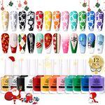 BORN PRETTY Nail Stamping Polish Fingernail Stamp Polish Set Manicure Print Nail Polish for Stamping Plates 12 Colors Bulk Nail Polish Set Gift Collection