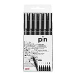 UNI-BALL PIN-200 0.03-0.8mm Fineliner Drawing Pen | Water & Fade Proof Pigment Ink | Ideal For Technical Drawing, Mandala, Calligraphy, Sketching, Anime & DIY Crafts | Black Ink, Pack of 6