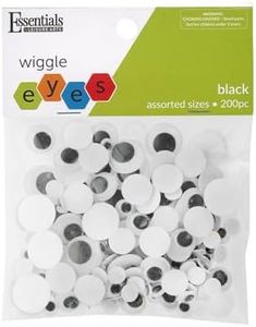 Essentials By Leisure Arts Eyes Paste On Moveable Assorted Black 200Pc Googly Eyes, Google Eyes for Crafts, Big Googly for Crafts, Wiggle Eyes, Craft
