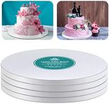 White Cake Drums Round 6 Inch Cake Boards with 1/2-Inch Thick Smooth Edges for Multi Tiered Birthday Wedding Party Cakes Drum Board