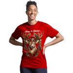 Roman Hills Christmas Red T-Shirt for Women Merry Christmas Printed Unisex,Reindeer (XLarge, Red)