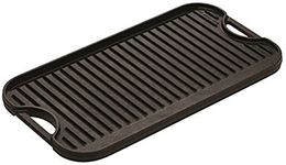 Lodge 50.8 x 26.51 cm / 20 x 10.44 inch Pre-Seasoned Cast Iron Reversible Grill / Griddle, Black