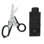 NZXVSE 6 in 1 Emergency Response Shears, 6 Functions Scissors with Strap Cutter and Glass Breaker, Portable Pocket Multi Tool with Utility Holster (Square)