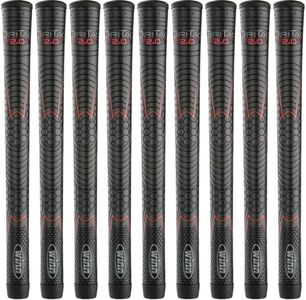 Winn Grips 52DT-JBK Dri-Tac 2.0 series Advance Polymer Technology, 9 Piece Golf Grip Bundle-Standard Size, Jet Black Red